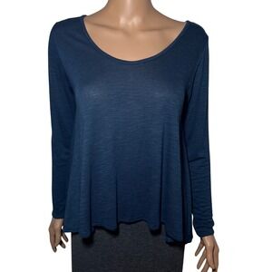 BKE Boutique Blue Marled Knit Criss Cross Back Long Sleeve Tunic Top S‎